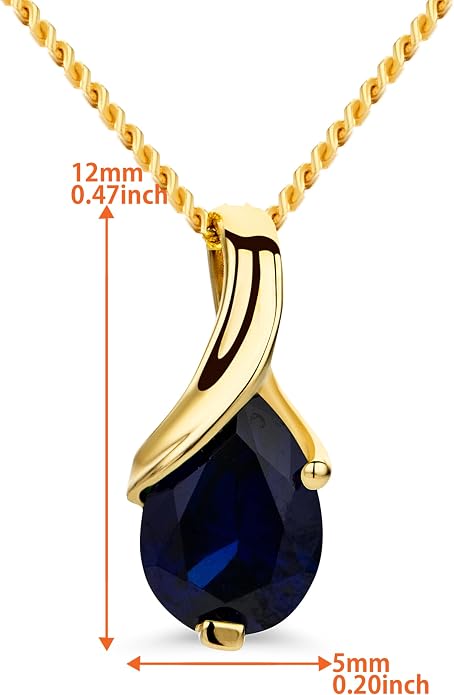 Orovi 14K Gold Necklace for Women in 14K Yellow Gold/White Gold 585 with Ruby/Sapphire/Emerald/Topaz/Amethyst Gemstone/Birthstone Pendant Necklace and Gold Chain 17.7 ″ Long - Women's Jewelry