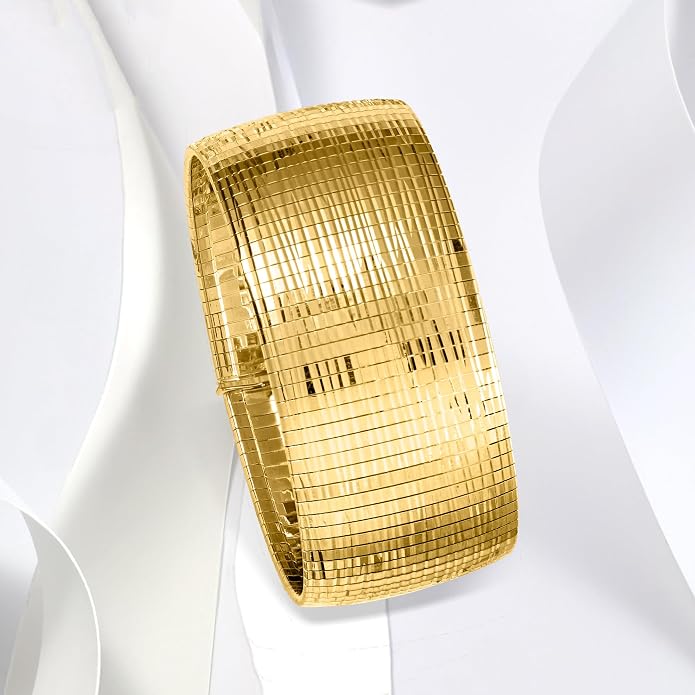 Ross-Simons Italian 18kt Gold Over Sterling Diamond-Cut and Polished Omega Bracelet