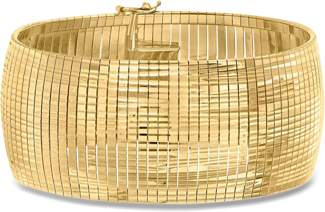 Ross-Simons Italian 18kt Gold Over Sterling Diamond-Cut and Polished Omega Bracelet