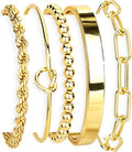 Gokeey Gold Bracelets Set for Women Non Tarnish, Waterproof 14K Gold Plated  Gold Bangles Bracelet for Women Trendy Fashion Accessories Tie Knot Cuban Rope Paperclip Beaded Bracelet Stack Jewelry Mothers Day Gifts for Mom Birthday